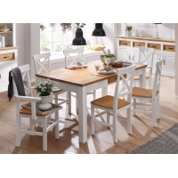 mesa 160x90 de jantar em madeira acabamento com toque acetinado em cera natural e branco lavado | Coleção England 